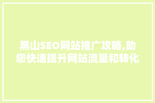 黑山SEO网站推广攻略,助您快速提升网站流量和转化率