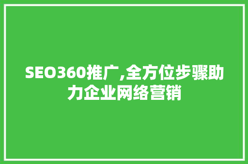 SEO360推广,全方位步骤助力企业网络营销