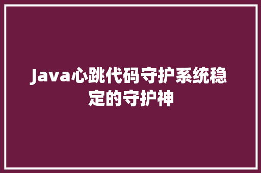 Java心跳代码守护系统稳定的守护神