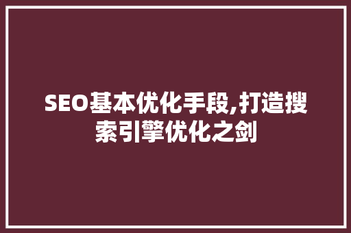 SEO基本优化手段,打造搜索引擎优化之剑