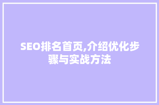 SEO排名首页,介绍优化步骤与实战方法
