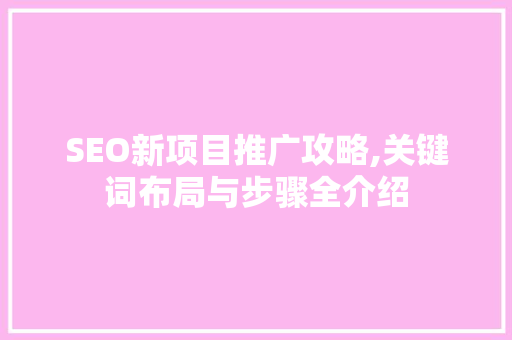 SEO新项目推广攻略,关键词布局与步骤全介绍  第1张