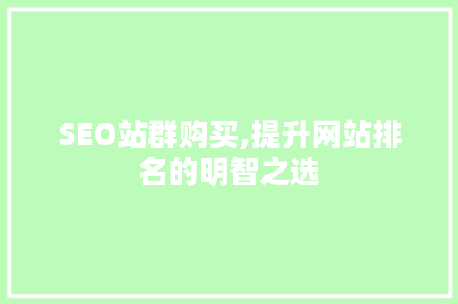 SEO站群购买,提升网站排名的明智之选
