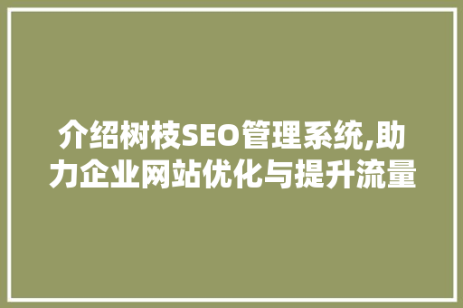 介绍树枝SEO管理系统,助力企业网站优化与提升流量  第1张