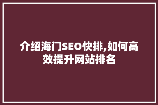 介绍海门SEO快排,如何高效提升网站排名