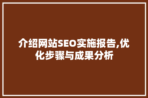 介绍网站SEO实施报告,优化步骤与成果分析