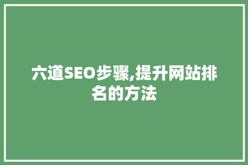 六道SEO步骤,提升网站排名的方法