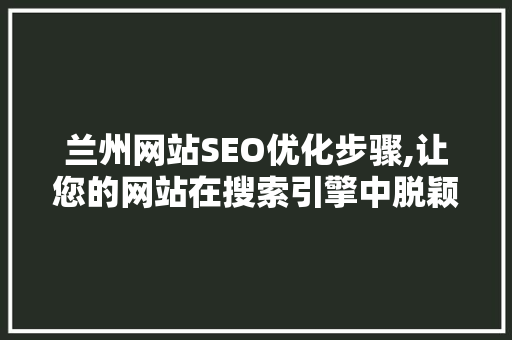 兰州网站SEO优化步骤,让您的网站在搜索引擎中脱颖而出