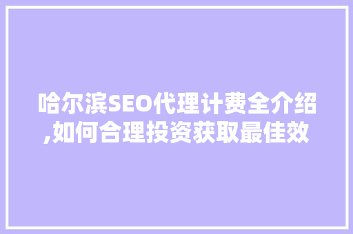 哈尔滨SEO代理计费全介绍,如何合理投资获取最佳效果