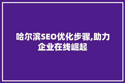哈尔滨SEO优化步骤,助力企业在线崛起