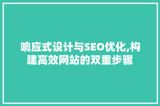 响应式设计与SEO优化,构建高效网站的双重步骤