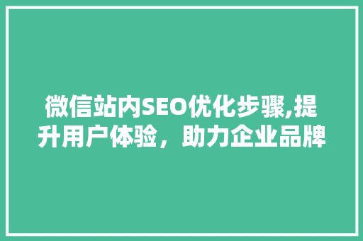 微信站内SEO优化步骤,提升用户体验，助力企业品牌腾飞