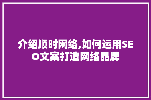 介绍顺时网络,如何运用SEO文案打造网络品牌