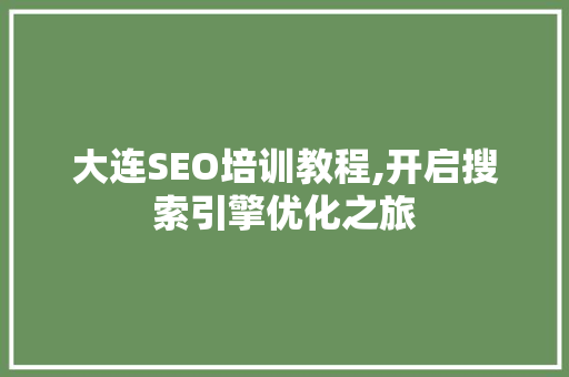 大连SEO培训教程,开启搜索引擎优化之旅