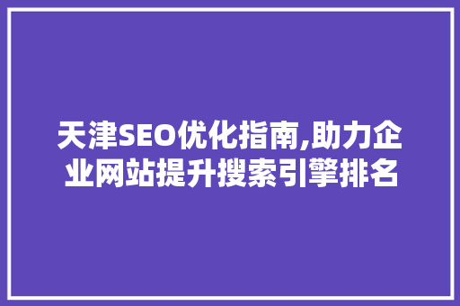 天津SEO优化指南,助力企业网站提升搜索引擎排名