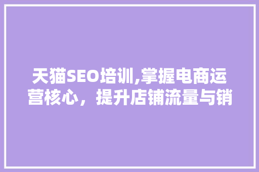 天猫SEO培训,掌握电商运营核心，提升店铺流量与销量