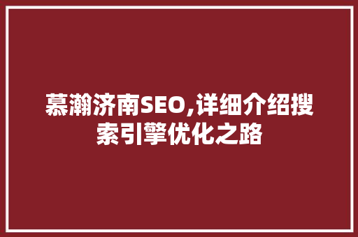 慕瀚济南SEO,详细介绍搜索引擎优化之路