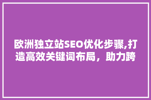 欧洲独立站SEO优化步骤,打造高效关键词布局，助力跨境电商腾飞