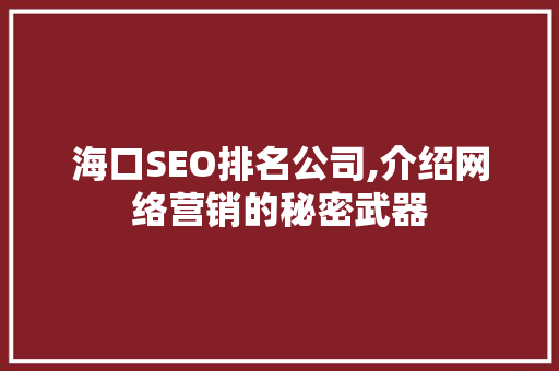 海口SEO排名公司,介绍网络营销的秘密武器