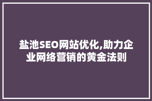 盐池SEO网站优化,助力企业网络营销的黄金法则