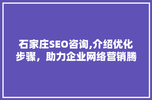 石家庄SEO咨询,介绍优化步骤，助力企业网络营销腾飞