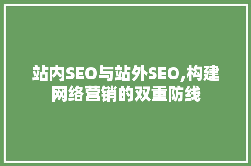 站内SEO与站外SEO,构建网络营销的双重防线