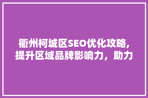 衢州柯城区SEO优化攻略,提升区域品牌影响力，助力企业腾飞