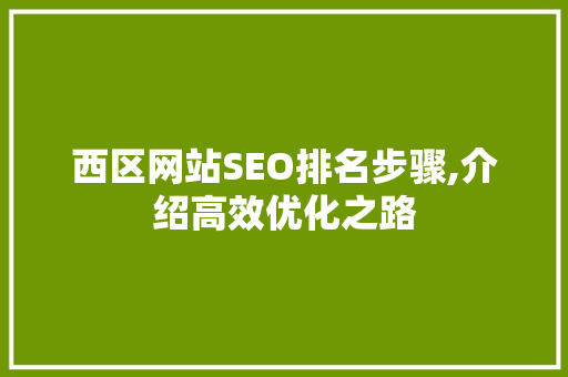 西区网站SEO排名步骤,介绍高效优化之路