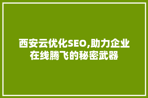 西安云优化SEO,助力企业在线腾飞的秘密武器