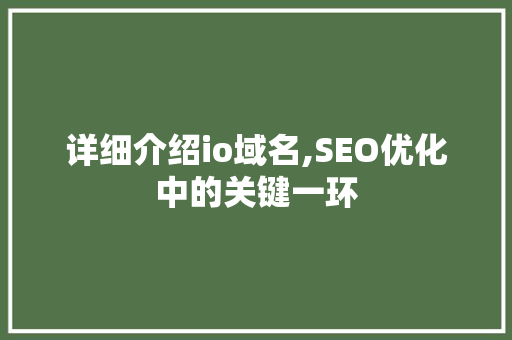 详细介绍io域名,SEO优化中的关键一环