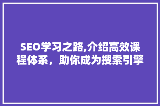 SEO学习之路,介绍高效课程体系，助你成为搜索引擎优化高手