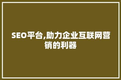 SEO平台,助力企业互联网营销的利器