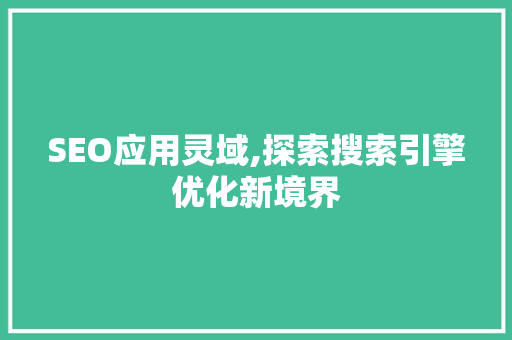 SEO应用灵域,探索搜索引擎优化新境界