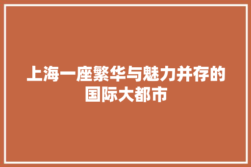 上海一座繁华与魅力并存的国际大都市