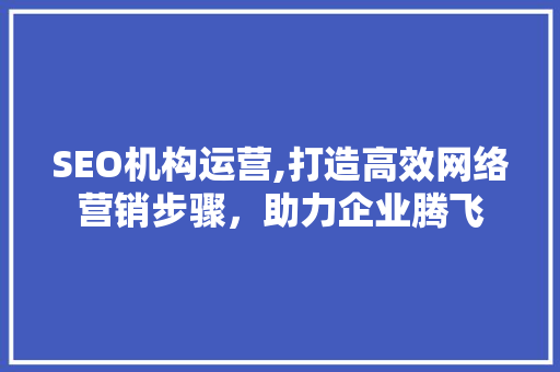 SEO机构运营,打造高效网络营销步骤，助力企业腾飞