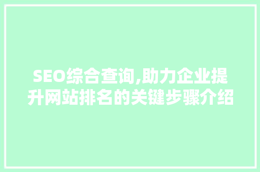 SEO综合查询,助力企业提升网站排名的关键步骤介绍