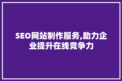 SEO网站制作服务,助力企业提升在线竞争力