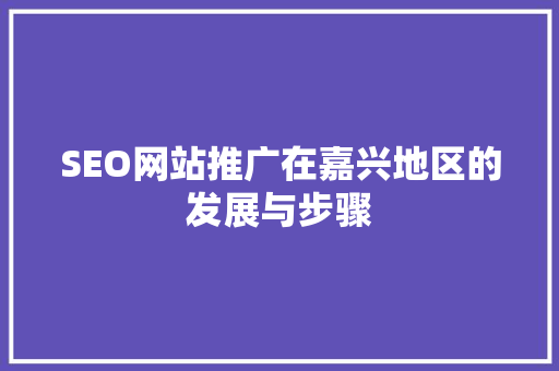 SEO网站推广在嘉兴地区的发展与步骤