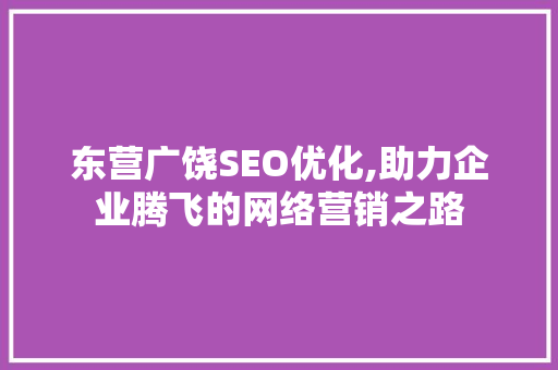 东营广饶SEO优化,助力企业腾飞的网络营销之路