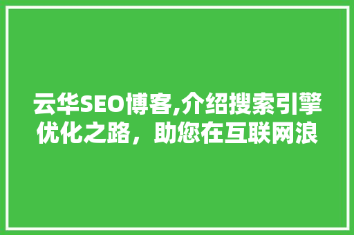 云华SEO博客,介绍搜索引擎优化之路，助您在互联网浪潮中乘风破浪