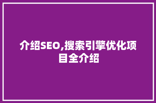 介绍SEO,搜索引擎优化项目全介绍