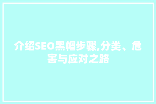 介绍SEO黑帽步骤,分类、危害与应对之路