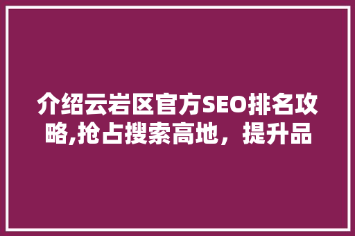 介绍云岩区官方SEO排名攻略,抢占搜索高地，提升品牌影响力