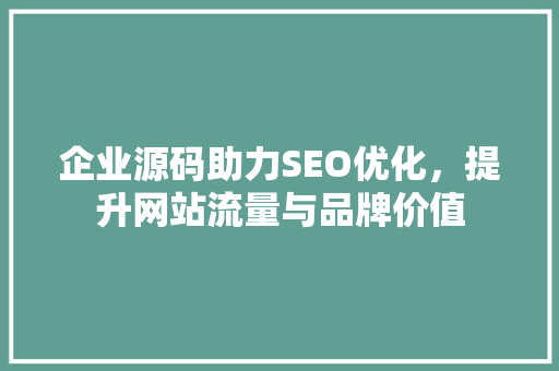 企业源码助力SEO优化，提升网站流量与品牌价值