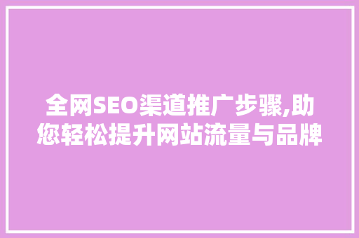 全网SEO渠道推广步骤,助您轻松提升网站流量与品牌影响力