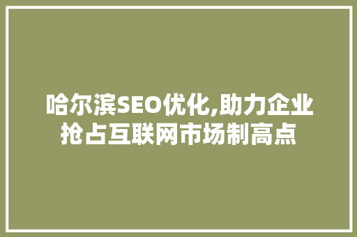 哈尔滨SEO优化,助力企业抢占互联网市场制高点  第1张
