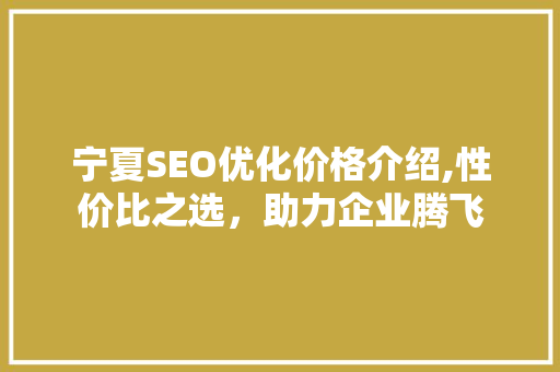 宁夏SEO优化价格介绍,性价比之选，助力企业腾飞