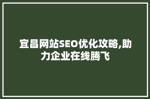 宜昌网站SEO优化攻略,助力企业在线腾飞