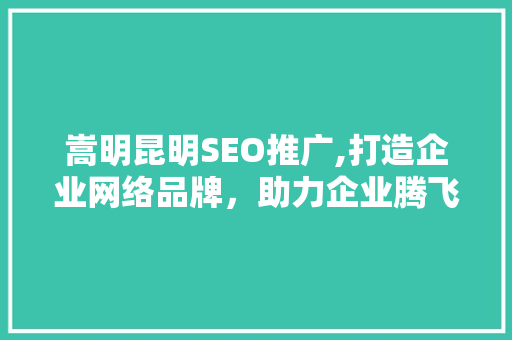 嵩明昆明SEO推广,打造企业网络品牌，助力企业腾飞