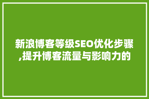 新浪博客等级SEO优化步骤,提升博客流量与影响力的方法